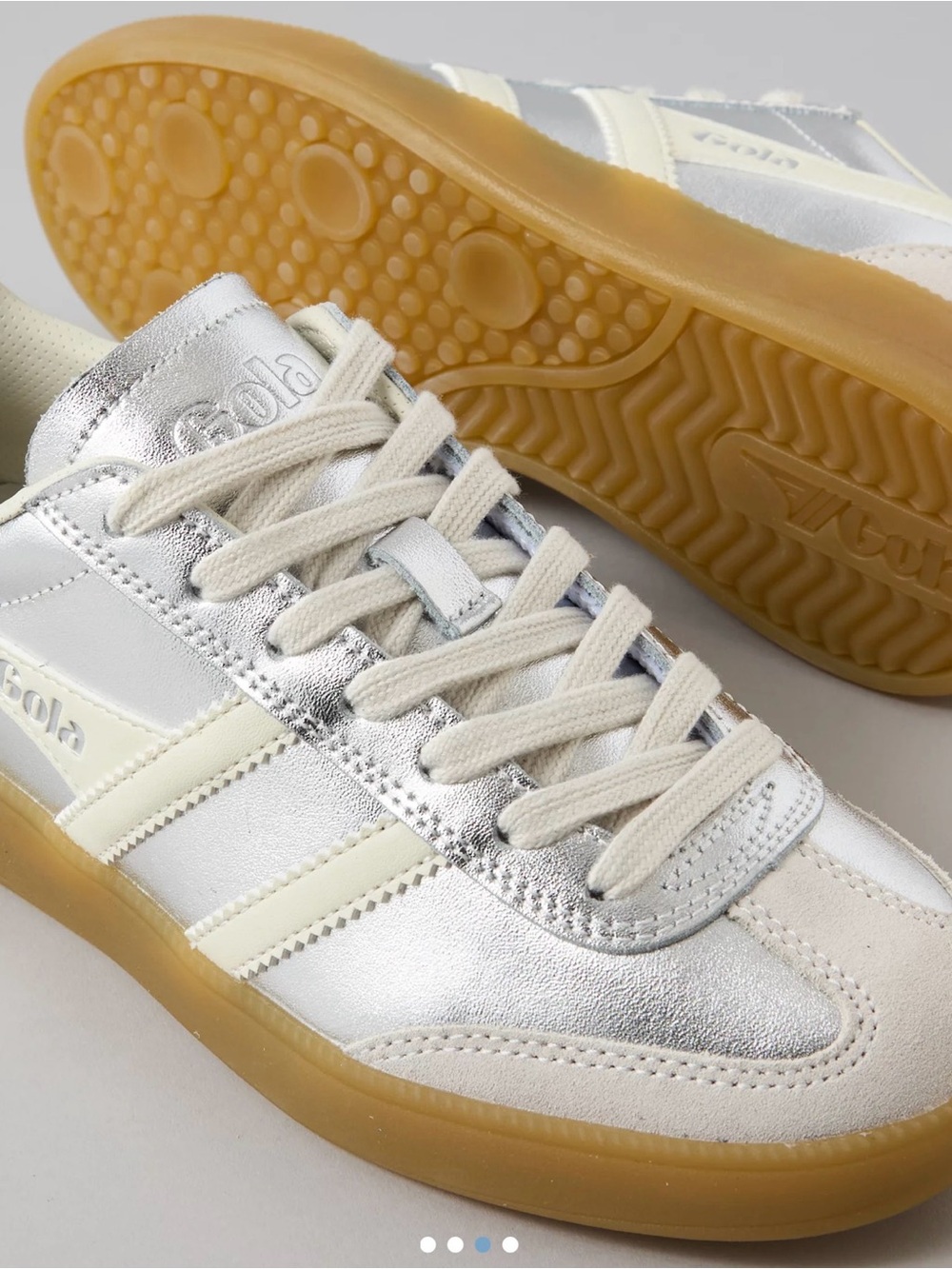 Gola Classics Viper Metallic Sneaker Silver Gum Sole Women’s 8.5 - Picture 3 of 9